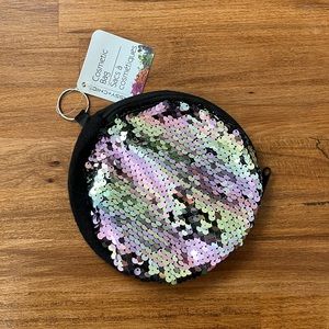 Sequin Cosmetic Bag With Keychain